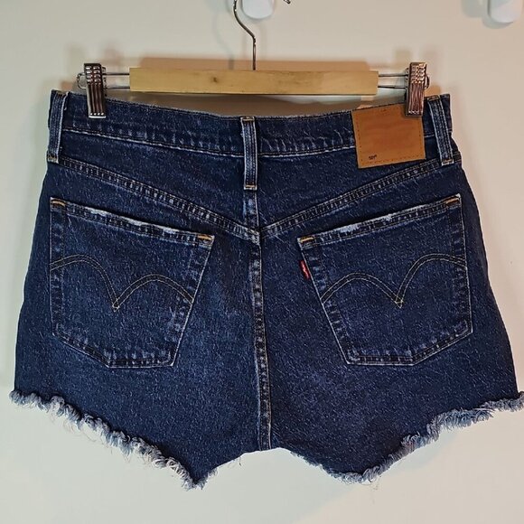Levi's 501 Blue Distressed Denim Button Fly 32" Waist Jean Shorts - Picture 4 of 13